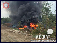 2015-09-18 - Incendie de véhicule (Machinerie lourde) - Guyenne (TNO Lac Chicobi)